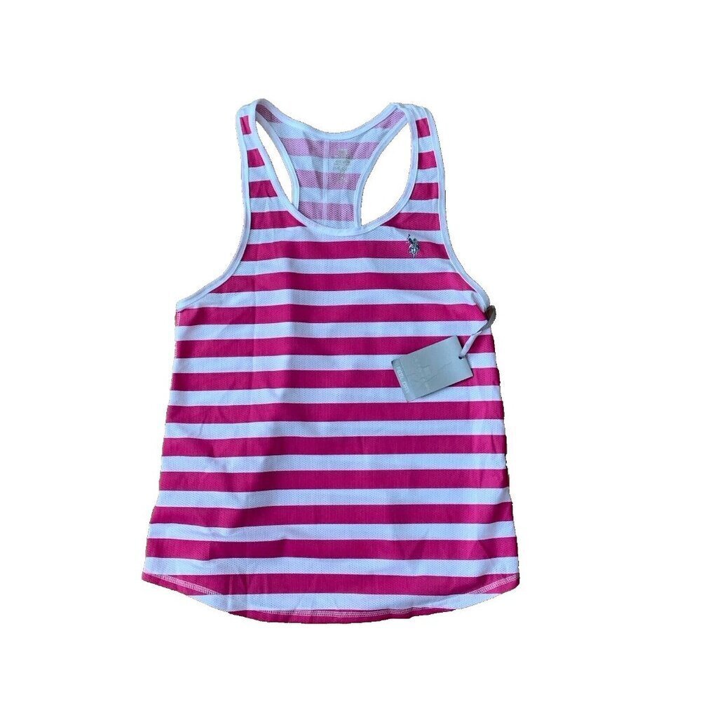 US Polo Assn Tank Top Active Wear Athletic Pink White Feel Dry Women’s Medium